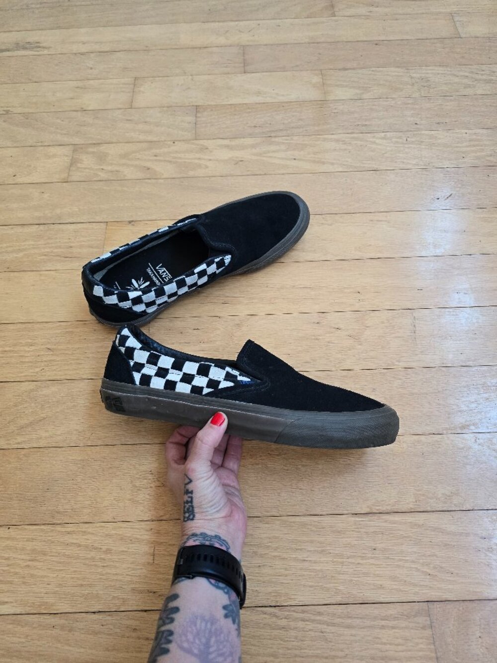 Vans x Taka Hayashi | OG Slip-On LX Black Suede Gum Skater Sneakers | Men 10.5
